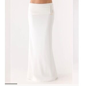 Peppermayo Rosanna Maxi Skirt White Gold Metal Ring Low Rise Size Small NWT